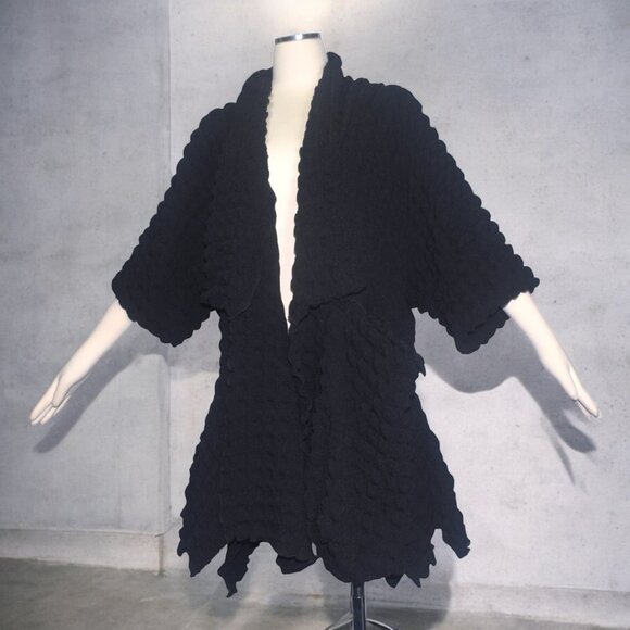 Heydari Noje Jacket Waffle Textured Fabric Cardigan Kimono Artsy One Size OS - Picture 7 of 7